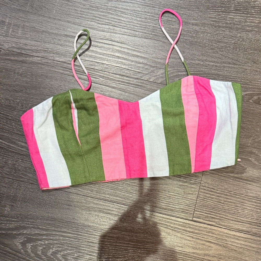 Zara Pink and Green Striped Top